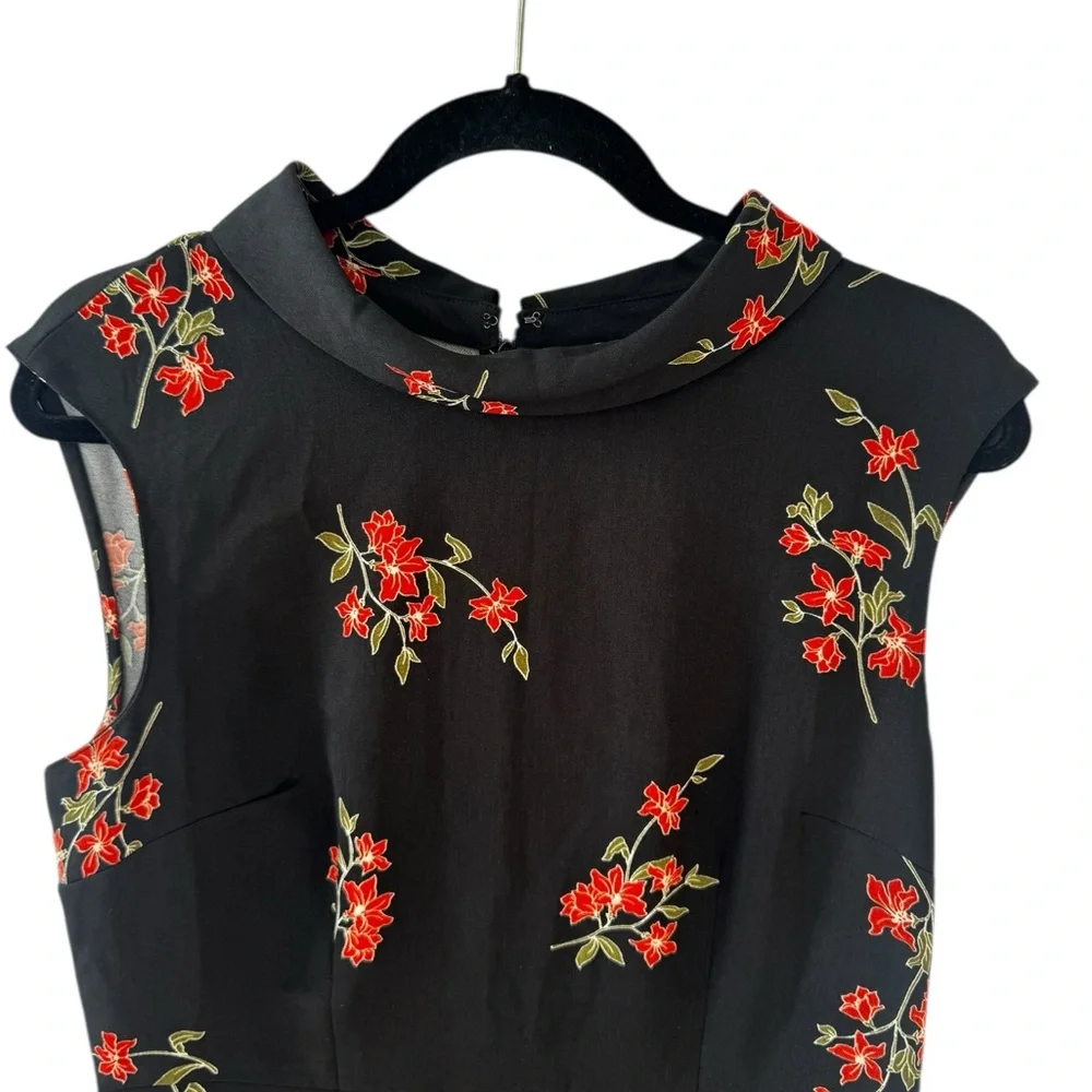 Ann Taylor Black Dress with Red Floral Design - Picture 4 of 8